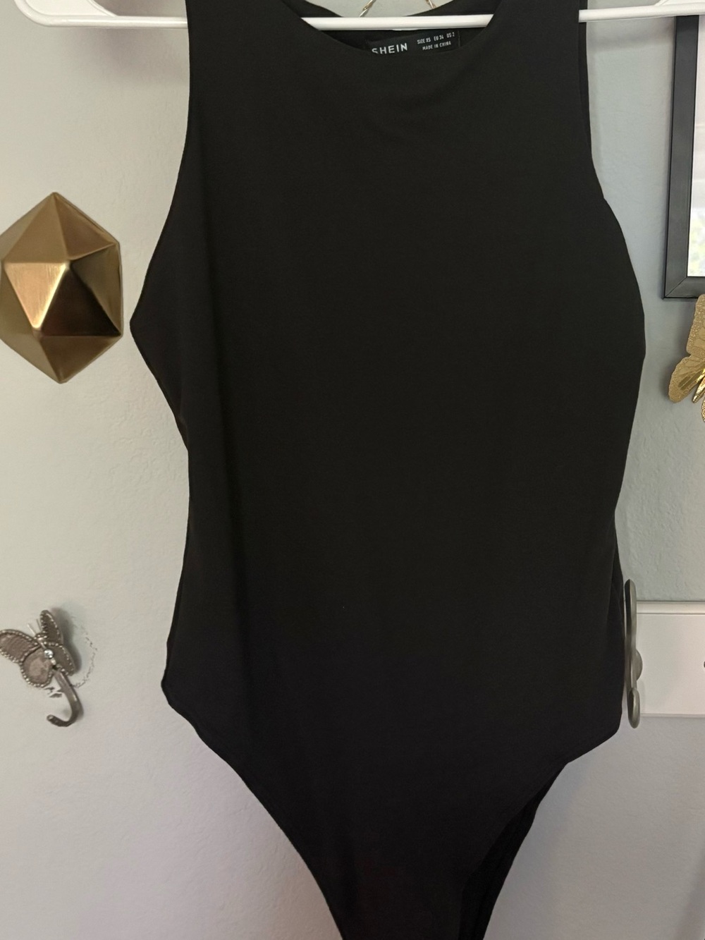 SHEIN Black and White High-Neck Bodysuit